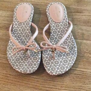 Pink and tan patterned sandals. Brand new